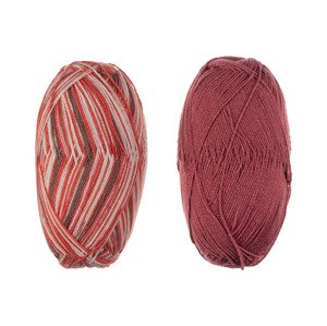 crelando® Elastická příze na pletení ponožek  (červená/lila fialová)