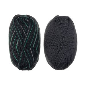 crelando® Příze na pletení ponožek „Anika“  (černá/zelená)