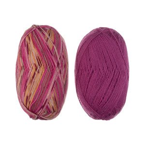 crelando® Příze na pletení ponožek „Anika“  (béžová / růžovo-fialová )