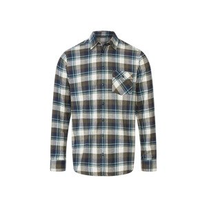 LIVERGY® Pánská flanelová košile (M (39/40), olivová/bílá)