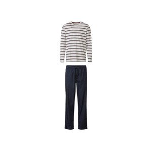 LIVERGY® Pánské pyžamo (L (52/54), šedá pruhovaná / navy modrá)