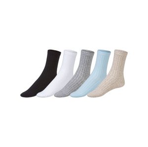 esmara® Dámské ponožky s BIO bavlnou, 5 párů  (35/38, černá/bílá/modrá/šedá/béžová)