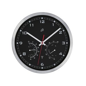 AURIOL® Nástěnné hodiny s ukazatelem teploty a v (stříbrná/černá)