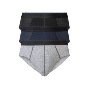 LIVERGY® Pánské slipy, 3 kusy (7/XL, černá / navy modrá / světle šedá)