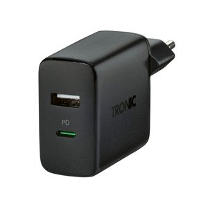 Tronic® Duální USB nabíječka, 32 W, Usb-C PD, Usb-A (černá)