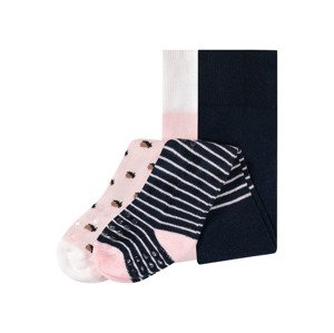 lupilu® Dívčí punčochové kalhoty s BIO bavlnou (62/68, růžová / tmavě šedá)