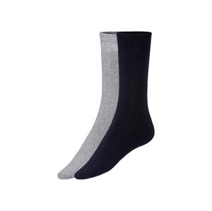 LIVERGY® Pánské termo ponožky s BIO bavlnou, 2 páry (39/42, šedá / navy modrá)