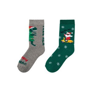 pepperts!® Chlapecké vánoční termo ponožky s BIO bavlnou (31/34, zelená/šedá)