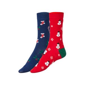 Fun Socks Dámské / Pánské vánoční ponožky, 2 páry (41/46, sněhuláci/boty)