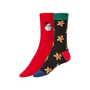 Fun Socks Dámské / Pánské vánoční ponožky, 2 páry (36/40, sněhulák/perníčky)