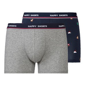 Happy Shorts Pánské vánoční boxerky, 2 kusy (L, šedá)