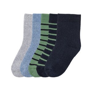 lupilu® Chlapecké termo ponožky, 5 párů (19/22, pruhy / zelená / námořnická modrá / modrá / šedá)