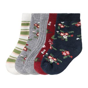 lupilu® Dívčí termo ponožky, 5 párů (19/22, pruhy / bílá / červená / navy modrá / šedá)
