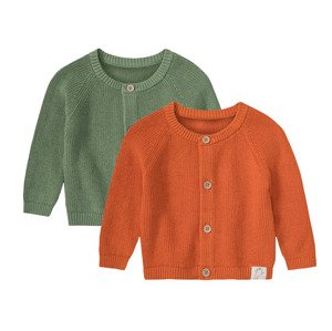 lupilu® Dětský pletený kardigan BIO, 2 kusy (62/68, zelená/oranžová)