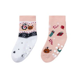 lupilu® Dívčí termo ponožky, 2 páry (19/22, bílá / světle růžová)