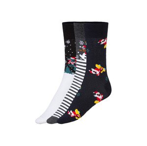 LIVERGY® Pánské vánoční ponožky, 3 páry (39/42, bílá / šedá / navy modrá )