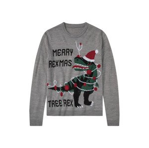 pepperts!® Chlapecký vánoční svetr s LED (158/164, šedá)