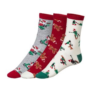 esmara® Dámské vánoční ponožky, 3 páry (35/38, Santa Claus / les / perník)