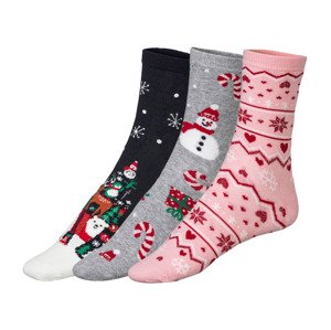 esmara® Dámské vánoční ponožky, 3 páry (35/38, sněhulák / srdce / lední medvěd)