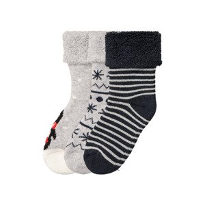 lupilu® Dětské ponožky s BIO bavlnou, 3 páry (15/18, šedá / bílá / navy modrá / pruhy)