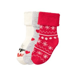 lupilu® Dětské ponožky s BIO bavlnou, 3 páry (11/14, bílá/šedá/červená/srdce)