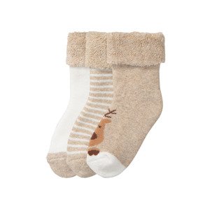 lupilu® Dětské ponožky s BIO bavlnou, 3 páry (11/14, béžová/bílá/pruhy)