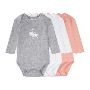 lupilu® Dětské body s dlouhými rukávy BIO, 5 kusů (baby/infant#female#ne, 62/68, bílá/růžová/šedá)