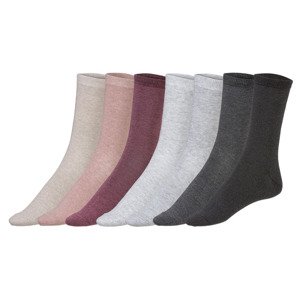 Esmara Loungewear Dámské ponožky s BIO bavlnou, 7 párů (35/38, šedá/růžová/červená)
