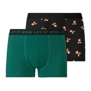 LIVERGY® Pánské vánoční boxerky, 2 kusy (6/L, zelená/černá)