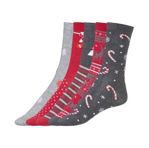 esmara® Dámské vánoční ponožky, 5 párů (35/38, červená/šedá)
