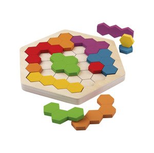 Playtive Dřevěné duhové puzzle Montessori FSC (duhový hexagon)