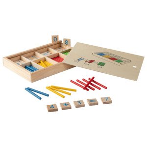 Playtive Dřevěná motorická hra Montessori (karty s čísly / box na tyčinky)