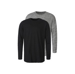 LIVERGY® Pánské triko s dlouhými rukávy, 2 kusy (M (48/50), černá/šedá)