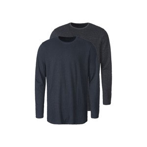 LIVERGY® Pánské triko s dlouhými rukávy, 2 kusy (L (52/54), navy modrá)