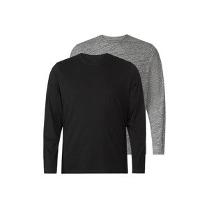 LIVERGY® Pánské triko s dlouhými rukávy XXL, 2 kusy (4XL(68/70), černá/šedá)