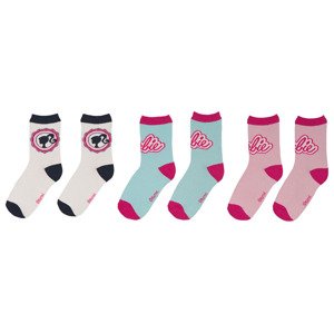 Barbie Dívčí ponožky, 3 páry (31/34, světle modrá / bílá)