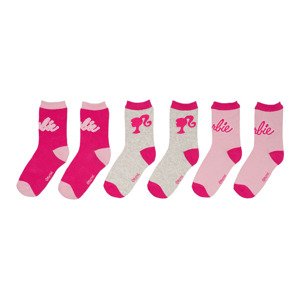 Barbie Dívčí ponožky, 3 páry (31/34, šedá/růžová)