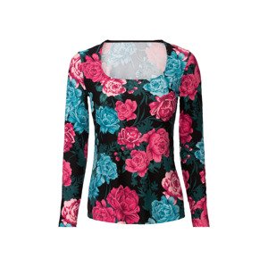esmara® Dámské triko s dlouhými rukávy (M (40/42), květiny/černá)
