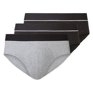 LIVERGY® Pánské slipy s BIO bavlnou, 3 kusy (5/M, černá/šedá)