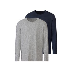 LIVERGY® Pánské triko s dlouhými rukávy (M (48/50), světle šedá / tmavě modrá)