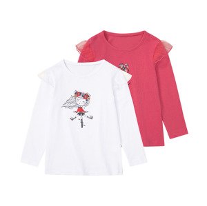 lupilu® Dívčí triko s dlouhými rukávy, 2 kusy (98/104, bílá/korálová)