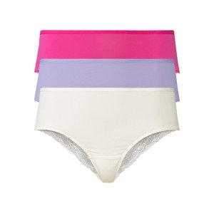 esmara® Dámské krajkové kalhotky, 3 kusy (XS (32/34), bordó / lila fialová / bílá)