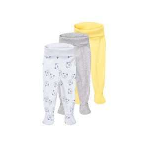 lupilu® Chlapecké kalhoty „Jogger" s BIO bavlnou, 3 kusy (62/68, šedá/bílá/žlutá)