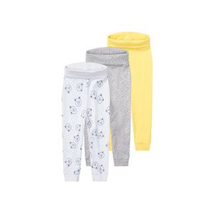 lupilu® Chlapecké kalhoty „Jogger" s BIO bavlnou, 3 kusy (74/80, šedá/bílá/žlutá)