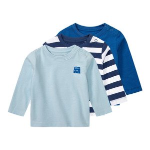 lupilu® Dětské triko s dlouhými rukávy s BIO bavlnou, 3 kusy (50/56, pruhy / modrá / světle modrá)