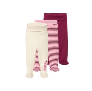 lupilu® Dívčí kalhoty „Jogger" s BIO bavlnou, 3 kusy (50/56, pruhy/bílá/lila fialová)