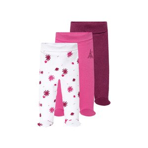 lupilu® Dívčí kalhoty „Jogger" s BIO bavlnou, 3 kusy (50/56, vzorovaná / růžová / lila fialová)