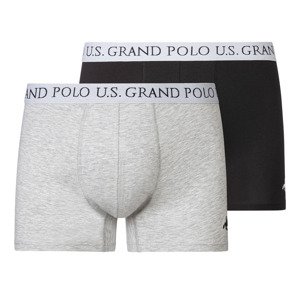 LIVERGY® U. S. Grand Polo Pánské boxerky, 2 kusy (4/S, šedá/černá)
