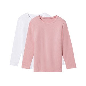 lupilu® Dívčí triko s dlouhými rukávy, 2 kusy (98/104, bílá / světle růžová)