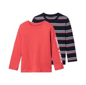 lupilu® Chlapecké triko s dlouhými rukávy, 2 kusy (98/104, tmavě modrá / červená)